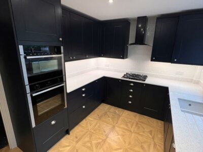 Kitchen Fitting Service Black new kitchen with white worktops